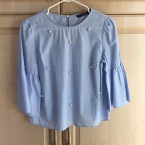 Cute Pearl Studded Blouse from Zara